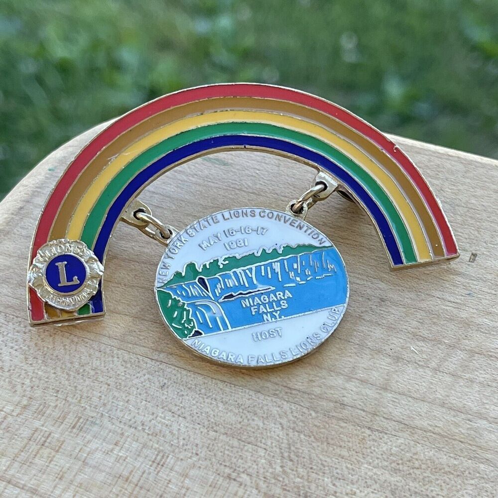 Lions Club Lapel Pin NY State Convention May 15-16-17 1981 Niagara Falls Rainbow